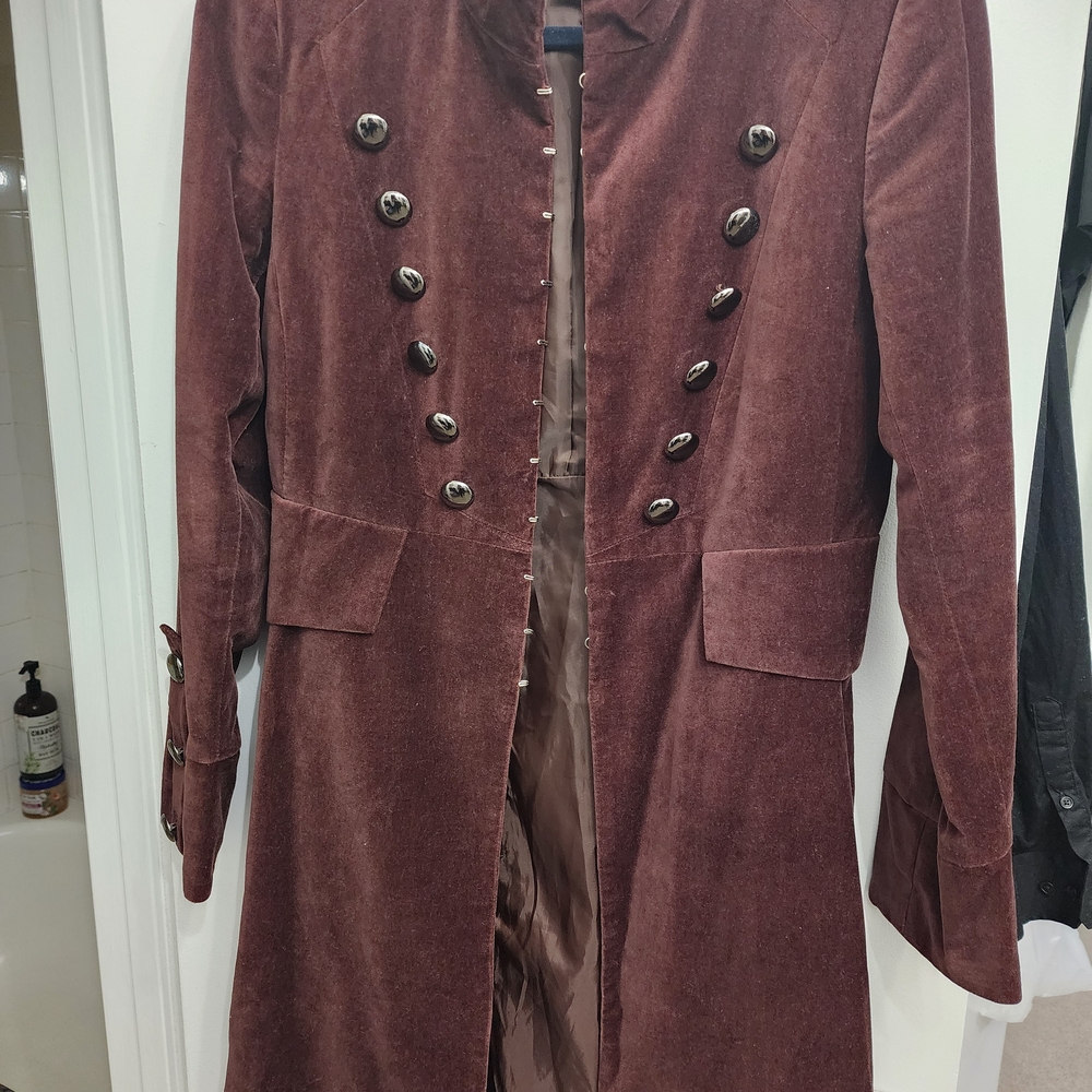 Elegant Double-Breasted Velvet Coat